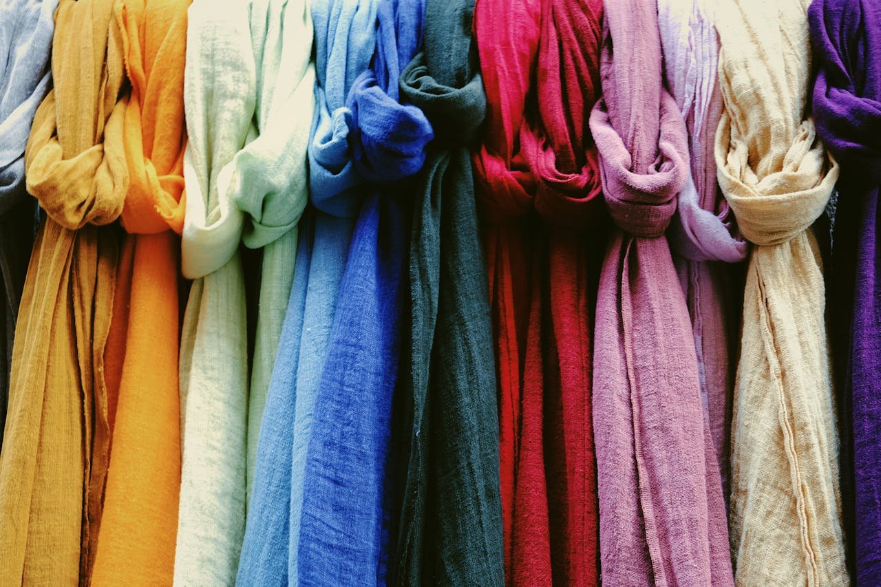 Multicolored linen fabrics for sale in shop